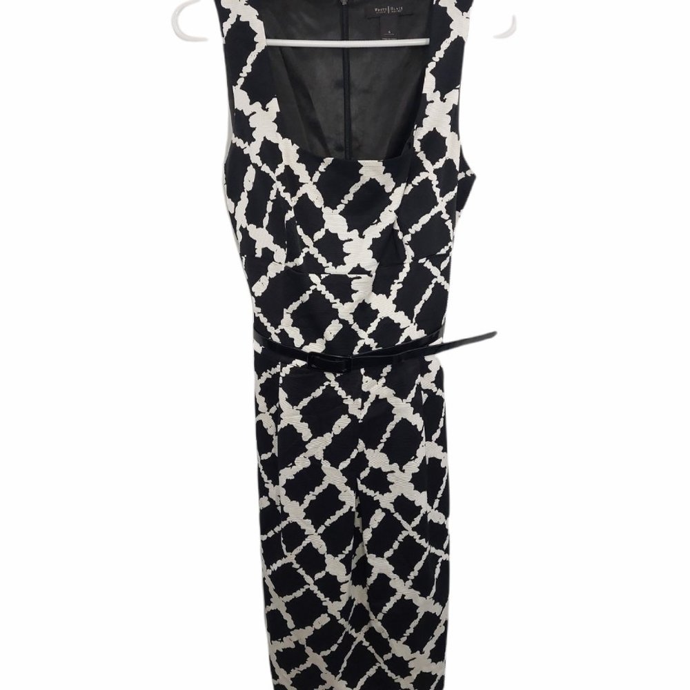 White House Black Market Sheath Sleeveless Dress with Belt Women's Size 6